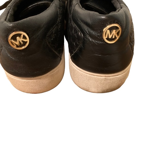 Michael Kors black perforated leather low top lace up sneaker shoes women's 8.5 - Picture 4 of 7